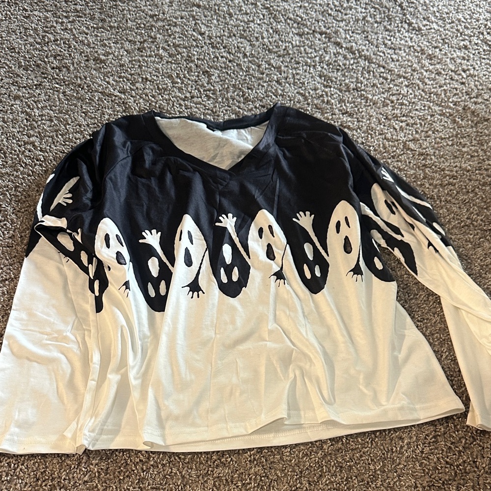 Target Black and White Ghost Long Sleeve Tee
